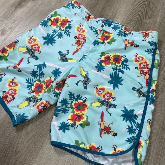 DC Comics Batman Surf Swim Trunks Mens Large Hawaiian Floral Boardshorts‎ - Picture 5 of 10